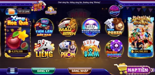 Kho game bài phong phú của Rikvip